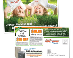 8.5 x 5.5 Lost Customer Post Card HVAC Sample Post Card