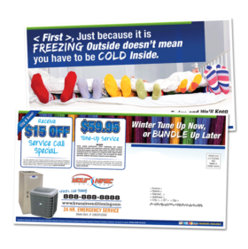 6 x 11 Winter Post Card Seasonal HVAC Sample Mailer